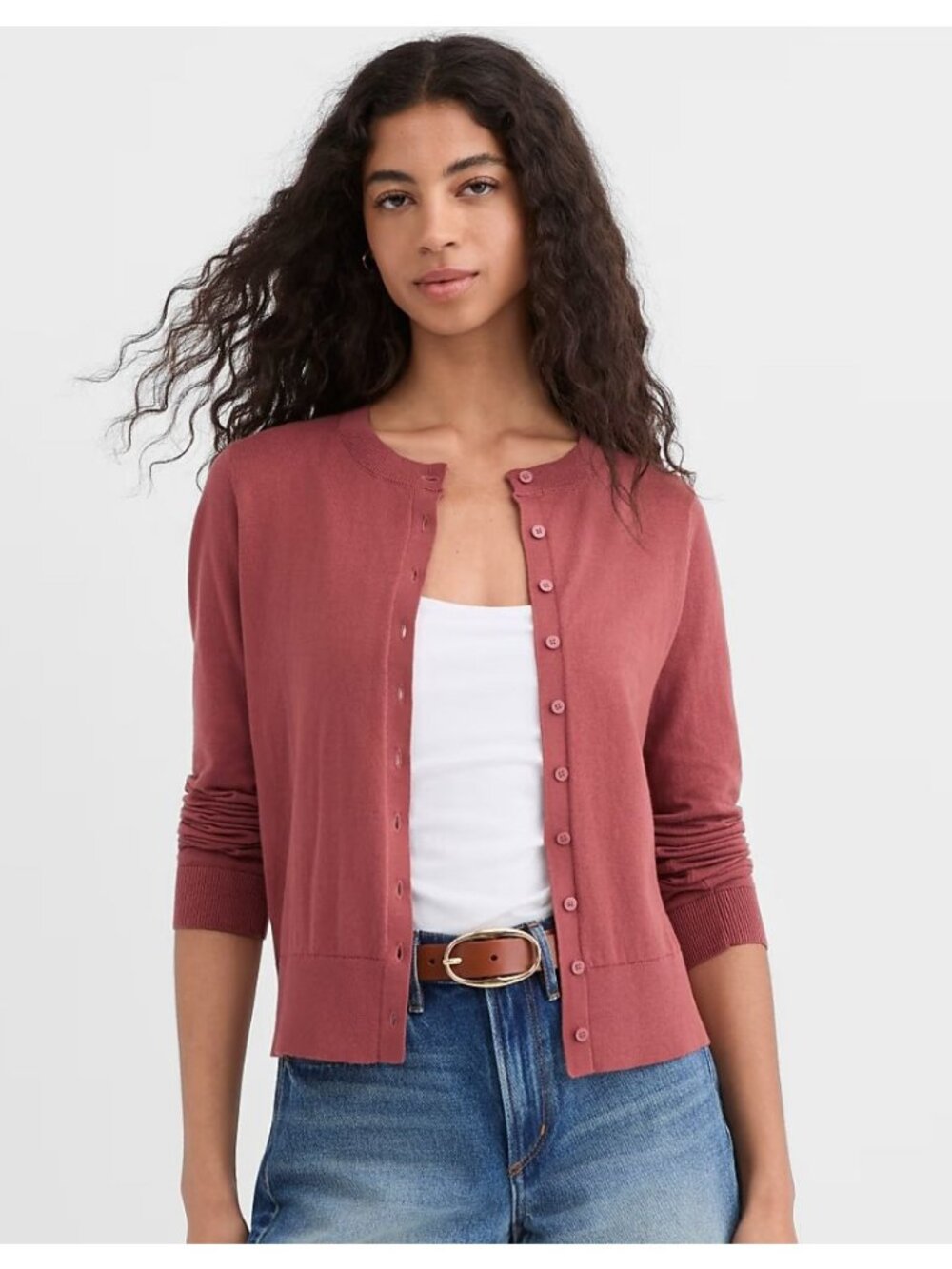 LOFT Modern Crew Neck Cardigan Women's Size Small in Chianti New With Tags!